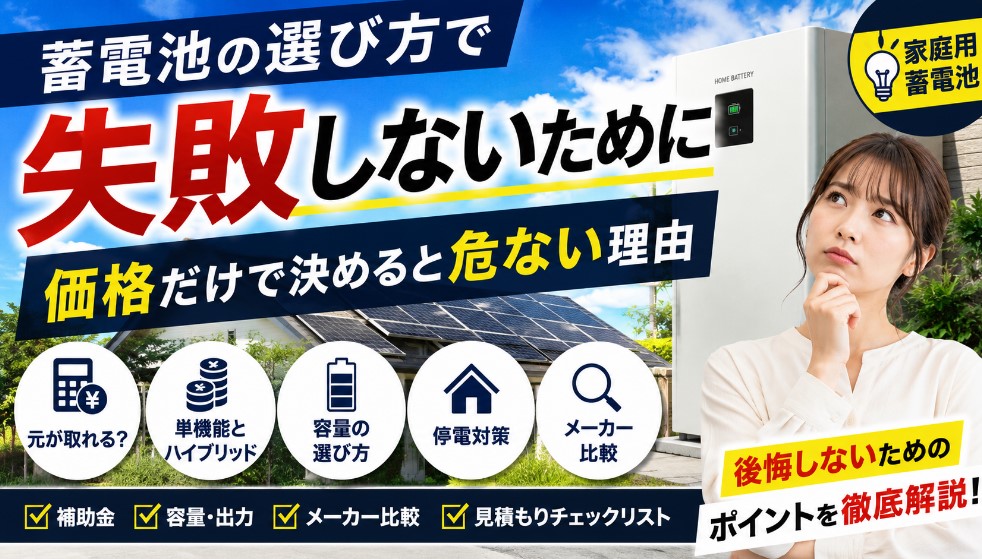 蓄電池の選び方で失敗しないために！価格だけで決めると危ない理由