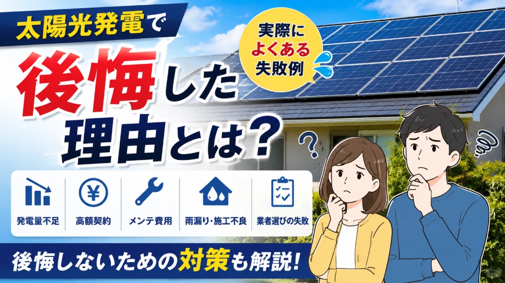 【アンケート調査結果】太陽光発電で後悔した理由とは?よくある失敗例と設置前にできる対策
